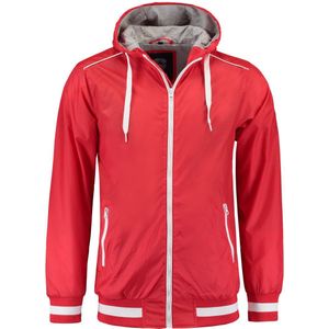 L&S nylon jacket met capuchon unisex rood - L