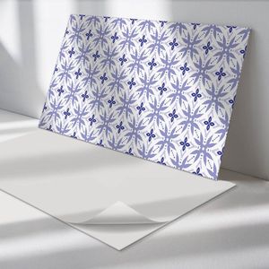 Wallfluent Vinyl Wandpaneel - Geometrisch patroon met bloemen Zelfklevend Muurpaneel - 120 cm x 60 cm - Blauw Vinyl Wandpaneel - 1 stuk - Rechthoekig Wandbekleding Vinyl - Patroon Wandpaneel - Vinyl Wandbekleding - Wandpaneel Keuken en Badkamer