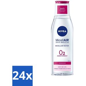24 x Nivea - O2 Zuurstofboost Micellair Water - Droge Huid - 200 ml - Micellair Water - Reinigingswater - Droge Huid - Gevoelige Huid - NIVEA O2
