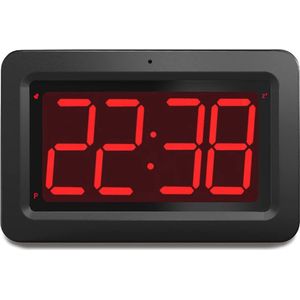Digitale klok met batterij en adapter, LED-display, 2 helderheidsniveaus, sluimerfunctie, 12/24 uur