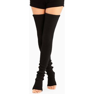 1 paar overknee kousen -Winter warme sokken -Winter extra lange overknee sokken -Beenwarmers -Dikke kousen -Winter dikke leggings -90cm -Zacht en warm -Geschikt voor dames beenwarmers in de herfst en winter - zwart