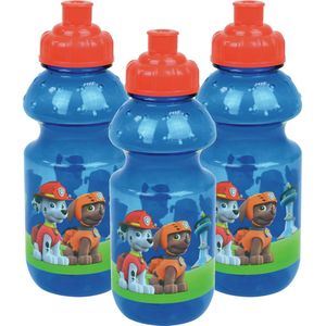 3x paw patrol bidon - 350 ml - kunststof - pop-up - drinkbeker - schoolbeker - beker - drinkfles voor school