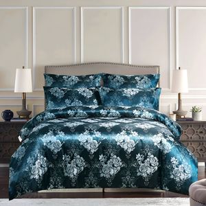 Jacquard Weave 3-Delig Dekbedovertrek Bed Euro Beddengoed Set Voor Dubbele Thuis Textiel Luxe Kussenslopen Slaapkamer Dekbed 200X230 Azure