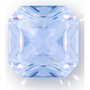Quiges - Eligo Verwisselbaar Glas geslepen 10 mm Vierkant Zirkonia Blauwe Gloed voor Zilveren Ring - 10 mm - ER10S013