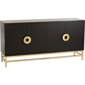 Dressoir 4 Deuren Mango Hout/Ijzer Zwart/Goud 160cm