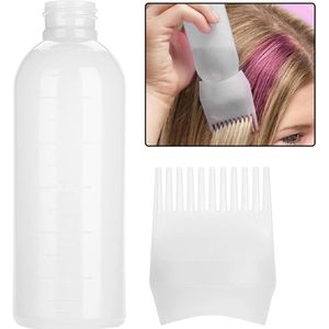 Haarverf Borstel - Applicator Fles - Shampoo Haar Kleur Olie Applicator met Schaal Ontwerp (160 Ml Capaciteit) - Wit