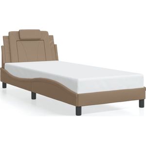 vidaXL - Bedframe - met - hoofdbord - kunstleer - cappucinnokleurig - 80x200 - cm