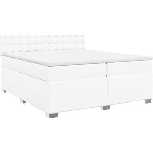 vidaXL - Boxspring - met - matras - kunstleer - wit - 200x200 - cm