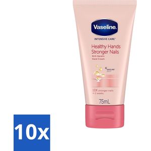 10 x Vaseline - Healthy Hands & Stronger Nails - Handcrème - Versterkend - 75 ml - Hydratatie - Vaseline - Verzorging