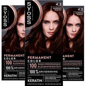 3x Syoss Permanent Coloration 4-2 Mahonie