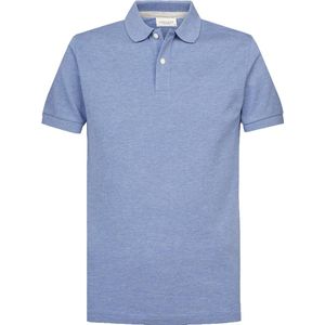 Profuomo - Polo Blauw Melange - Modern-fit - Heren Poloshirt Maat L