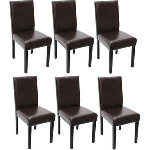 Set van 6 eetkamerstoelen Keukenstoel Littau ~ kunstleer, bruin, donkere poten