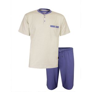 Paul Hopkins Heren Shortama - Pyjama Set - Beige/Blauw - Maat S