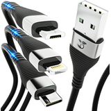 Brothers4Change 3 In 1 Oplaadkabel - Geschikt Voor Lightning - USB-C Kabel - Micro USB-kabel