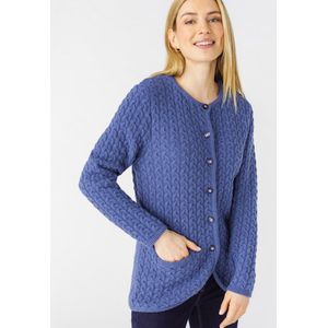 Damart - Kabelgebreide vest van 80% lamswol - Blauw - XS