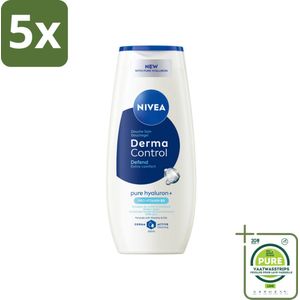 5 x NIVEA – Showergel – Derma Control Defend – 250 ml - Grootverpakking - Douchegel - Huidbescherming - Huidbarrière - Vitamine E - Mild Reinigen