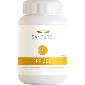 Santurel EPP300 - Extract van Pompelmoes Pitten - Natuurlijke Ondersteuning voor Afweer en Darmflora - Helpt het immuunsysteem - Voor een goed Afweersysteem en Gezonde Darm - Citrus Grandis - Bioflavonoïden - Glycosiden - 60 plantaardige capsules