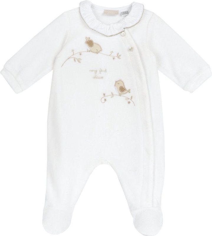 Chicco - Romper - Wit-Groen - Katoen - Comfortabele Opening