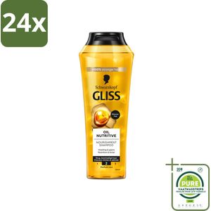 Gliss - Shampoo - Oil Nutritive - Voor Voedend en Zijdezacht Haar - 250 ml - Voordeelverpakking - 24 stuks - Glans shampoo - Voedende shampoo