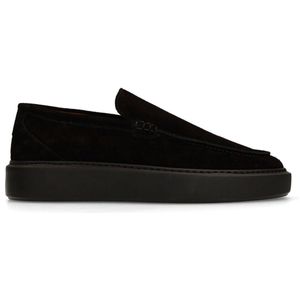 Manfield - Zwarte Suède Loafers - Instappers