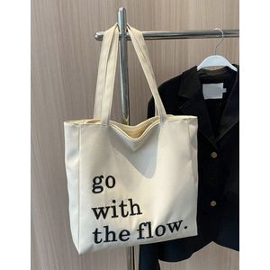 Tote Bag - Grafische tas - Shopper - Beige - Met rits - Inspirerende print - Duurzaam - Trending