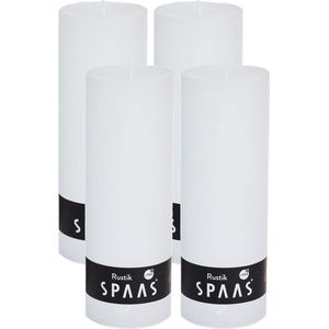 SPAAS Kaarsen - Rustieke kaarsen 68/190 mm - Stompkaars - 95 branduren - Wit - 4 stuks - Voordeelverpakking