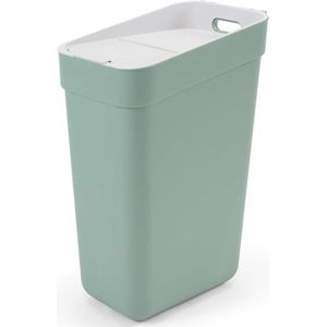 Prullenbak 30L met gesplitst deksel en muurhaken - Groen/Lichtgrijs