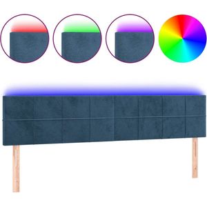 vidaXL - Hoofdbord - LED - 180x5x78/88 - cm - fluweel - donkerblauw