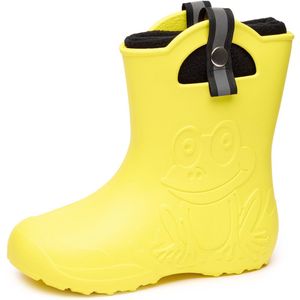 Ladeheid Kinder Regenlaarzen – Lichtgewicht Rubberen – Laarzen – Thermovoering – Meisjes – Jongens – Antislip – Regenlaarzen – Kinder – Geel – 22/23 – LA-CA-Frog245