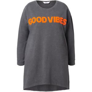 Angel of Style Angel of Style - Dames - Sweatshirt loose fit opschrift acid wash - Antraciet - Maat 42