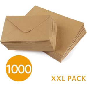 1000x Bruine Kraft Enveloppen - C6 Formaat - Gerecycled Papier - Duurzame Keuze - Envelop A6 - 11 x 16 cm