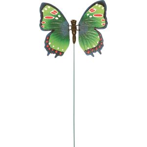 Vlinder steker - 1x stuks - groen - kunststof/metaal - 15 x 60 cm