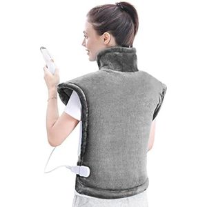 Verwarmingskussen voor rug, schouders, nek, 60 x 90 cm, met 5 temperatuurniveaus, elektrisch warmtekussen met automatische uitschakeling en oververhittingsbeveiliging, machinewasbaar, rugwarmer