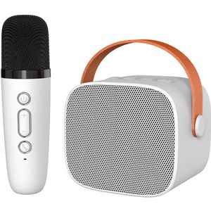 Bluetooth K-lied audio karaoke met microfoon, gesplitst, draadloos, draagbaar, kinder- en familie-KTV miniset, ondersteuning voor AUX, TF-kaart, geluidsverandering (wit, enkele microfoon)