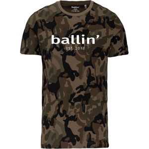 Ballin Est. 2013 - Heren Tee SS Army Camouflage Shirt - Groen - Maat XL