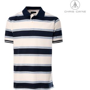 Chris Cayne heren poloshirt - maat XXL - gestreept dessin - print - jersey - offwhite/blauw - polo - heren