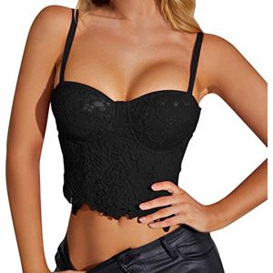 Nauwsluitend Dameskorset Bustier Top met Kant – Modieus Effen Tanktop