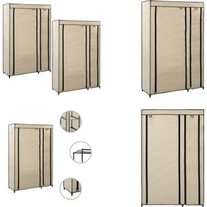 vidaXL Kledingkasten opvouwbaar 2 st 110x45x175 cm stof crème - Opvouwbare Kast - Opvouwbare Kasten - Opvouwbare Kledingkast - Opvouwbare Kledingkasten