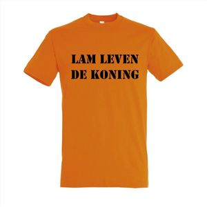LAM LEVEN DE KONING - KONINGSDAG -shirt - 100% Katoen - Maat M - Classic Fit - Oranje