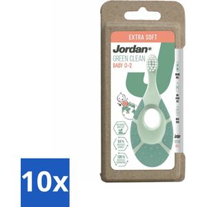 10 x Jordan - Babytandenborstel met Bijtring - Green Clean - Extra Soft - 0 tot 2 Jaar - Babytandenborstel - Baby Tandenborstel - Tandenborstel Voor Baby - Bijtring Voor Baby - Mondverzorging Baby