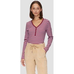 s.Oliver - T-Shirt - Lange Mouwen - Stretchy - Henley Halslijn