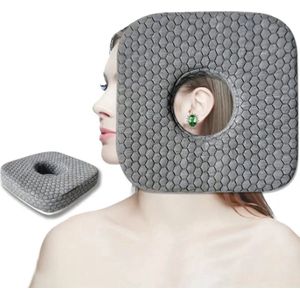 Nivard Kussen Met Gat - Donut Kussen - Ringkussen - Piercing Kussen - Voor Oor - Voor Zijslapers - Zijslaapkussen - Volwassenen - Grijs