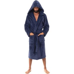 Fleece Ochtendjas met Capuchon - Marineblauw voor Heren