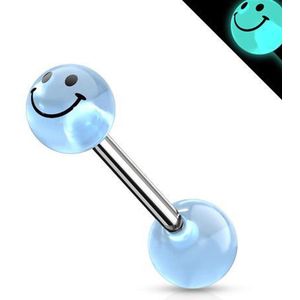 Piercing smiley blauw