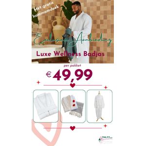 Wellness Pakket: Badjas Wafel L & Hamamdoek 90x165cm Zwart