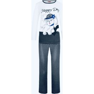Dames pyjamaset met hondenafbeelding XXL 44-46 donkerblauw