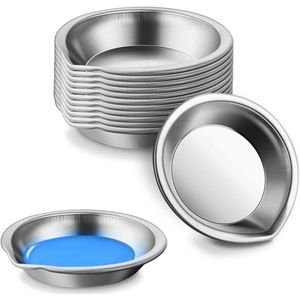 12-Piece Stainless Steel Mixing Palette - Round Palette with Mouth Suitable for Paint Pigment and Water-Based Painting
