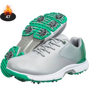 Livano Golfschoenen Heren - Golfkleding - Golfschoenen Antislip - Waterdicht - Golfen - Met Spikes - Wit/Geel - 42