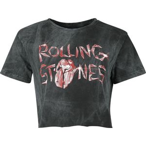 The Rolling Stones Glass Logo Dames T-shirt - houtskool - S
