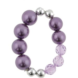 Behave - Kralenarmband paars met zilverkleur glans - chique accent